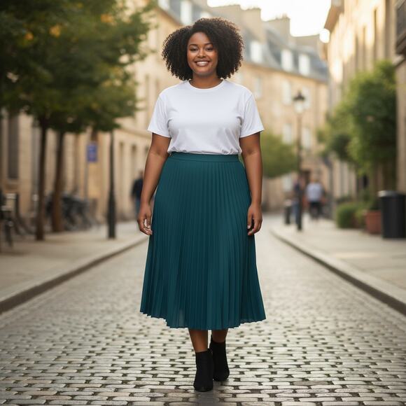 Vintage NWT Random Sportswear Green Pleated Midi Skirt - Size 18 Deadstock 1980s - Picture 1 of 14